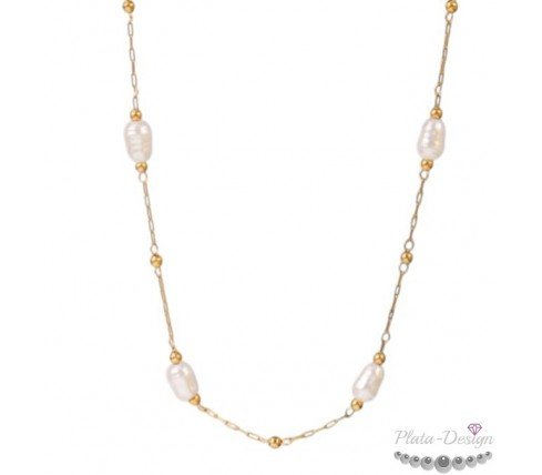 gargantilla de perlas para novias acero y oro amarillo