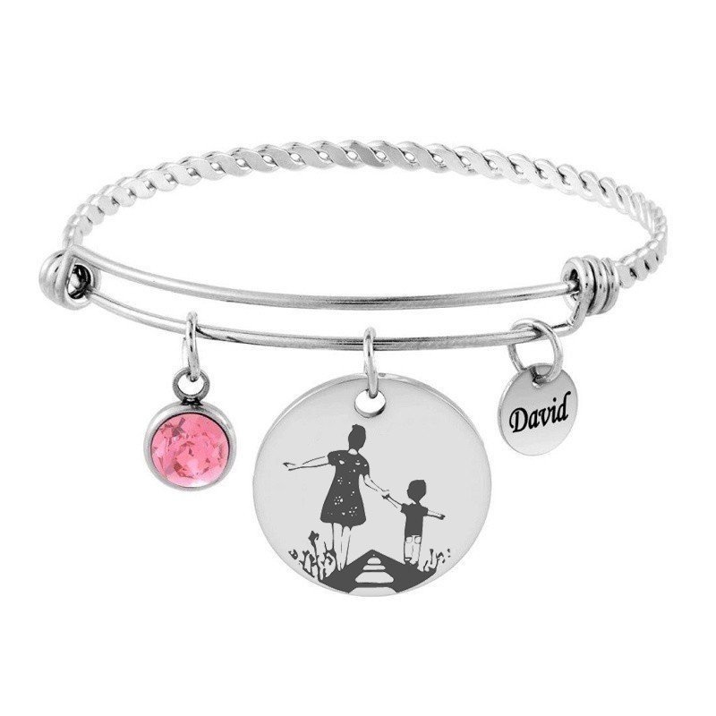 PULSERA RÍGIDA TRENZADA CON DOS CHAPAS PARA GRABAR