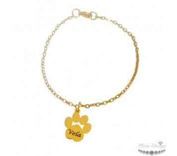 pulsera con huella de perro personalizada acero y oro