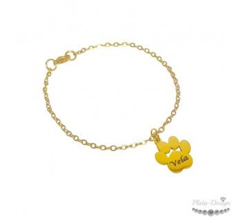 pulsera personalizada huella mascota acero y oro