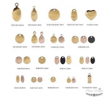 mini chapas con logotipo personalizado para joyas acero y oro doradas