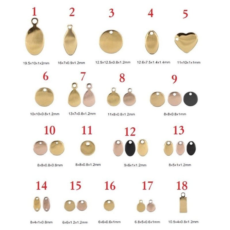 MINI ETIQUETAS PERSONALIZADAS PARA JOYERÍA ACERO Y ORO