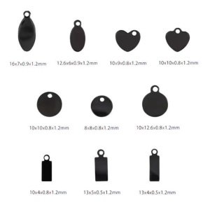 mini etiquetas personalizadas con logo para joyeria color negro