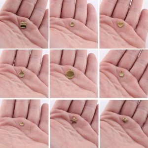 mini etiquetas de acero y oro con logo personalizado para joyeria y bisuteria