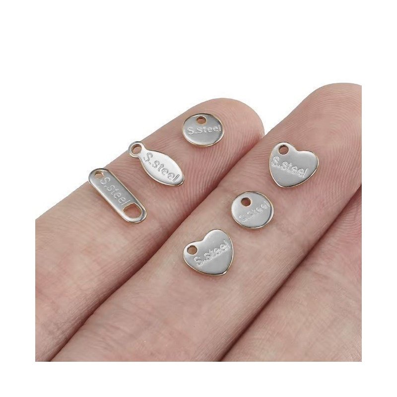 MINI ETIQUETAS PERSONALIZADAS LOGO TALLADO PARA JOYERÍA ACERO