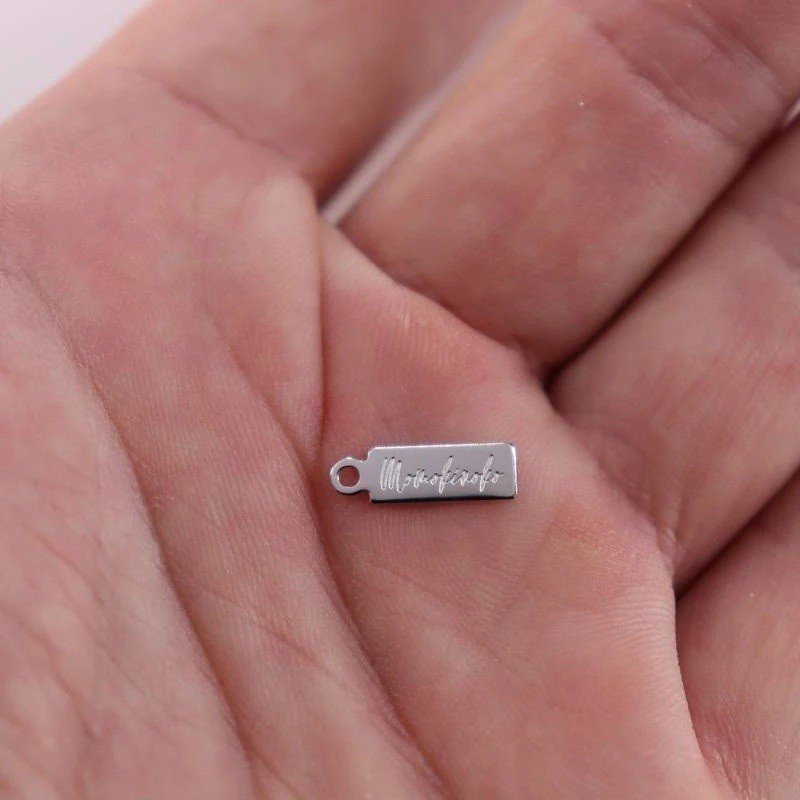 MINI ETIQUETAS PERSONALIZADAS LOGO TALLADO PARA JOYERÍA ACERO