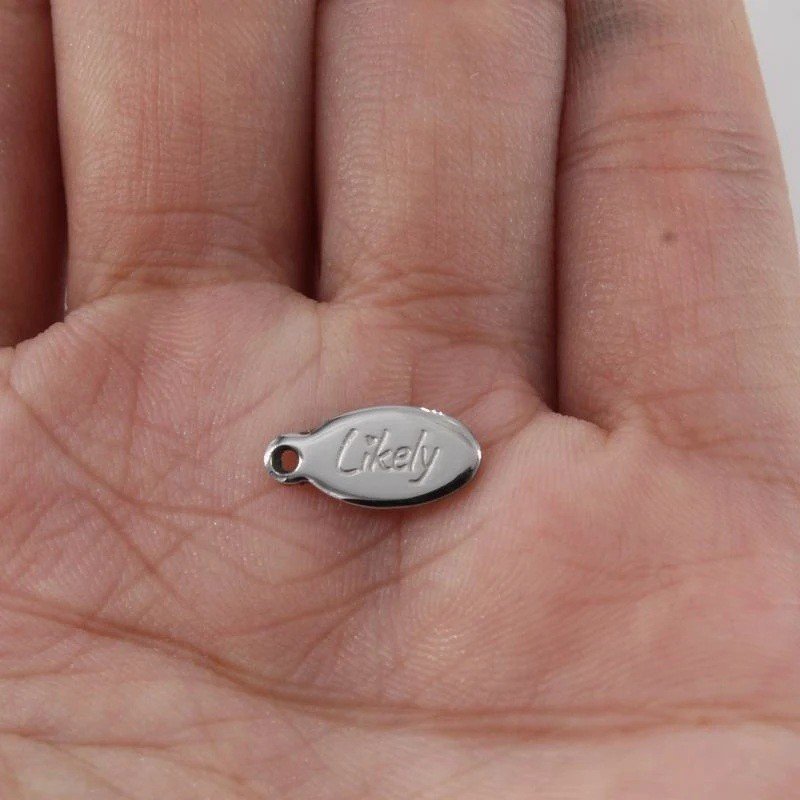 MINI ETIQUETAS PERSONALIZADAS LOGO TALLADO PARA JOYERÍA ACERO