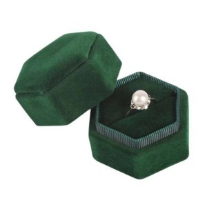 caja regalo verde para anillos y pendientes