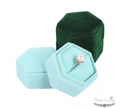caja regalo azul terciopelo para joyas anillos y pendientes