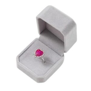 caja regalo terciopelo gris para joyas anillos y pendientes