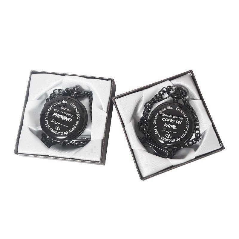 RELOJ DE BOLSILLO PERSONALIZABLE NEGRO ROMANOS