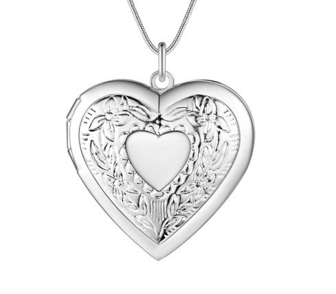 COLGANTE RELICARIO PORTAFOTOS CORAZÓN CON PLATA 925