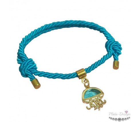 pulsera turquesa con medusa azul