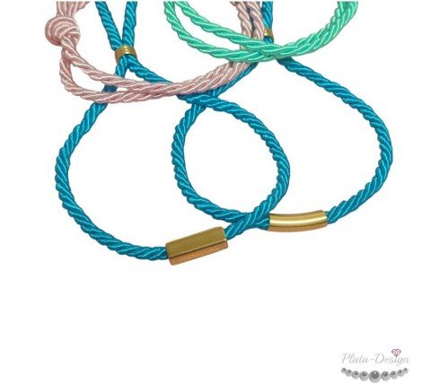 PULSERA CORDÓN TRENZADO COLORES Y ENTREPIEZA PARA GRABAR