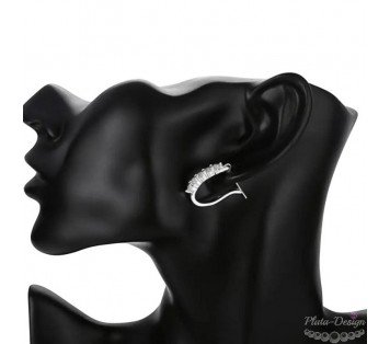 PENDIENTES ARETES CON CIRCONITAS Y PLATA S925