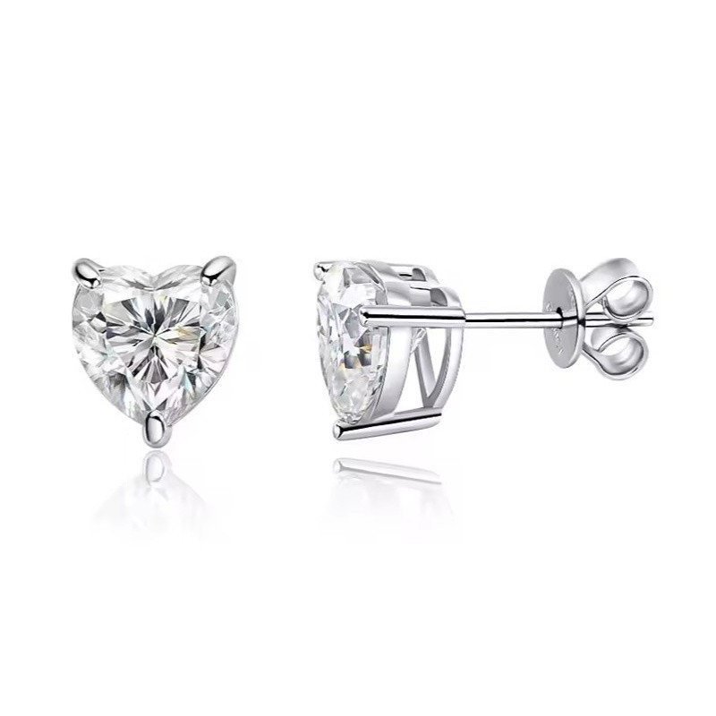 PENDIENTES CHATÓN CORAZÓN CIRCONITA Y PLATA 925