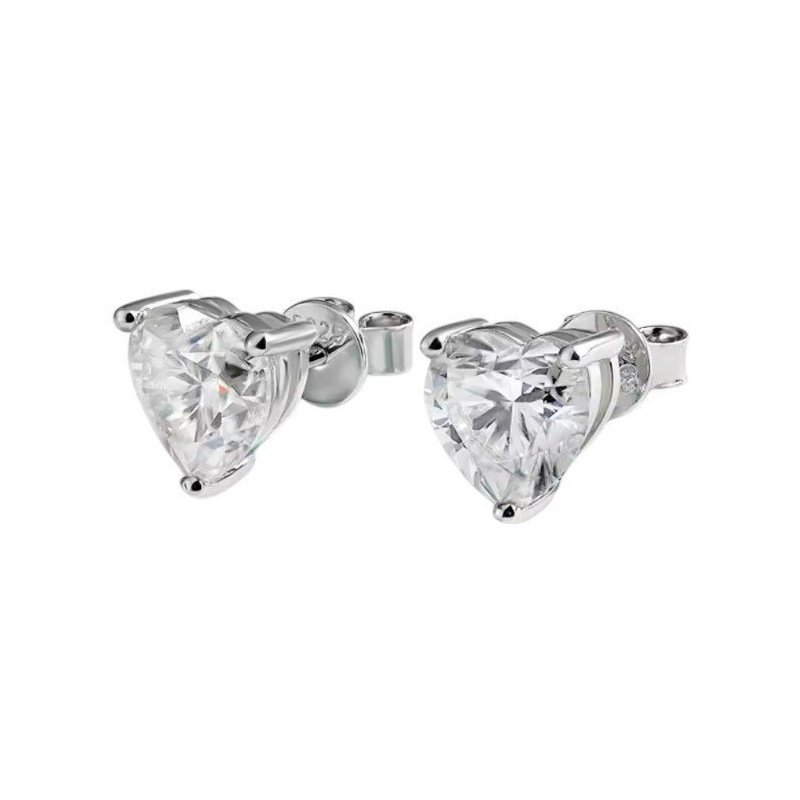 PENDIENTES CHATÓN CORAZÓN CIRCONITA Y PLATA 925