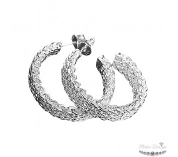 pendientes aros diseño enrejado plata