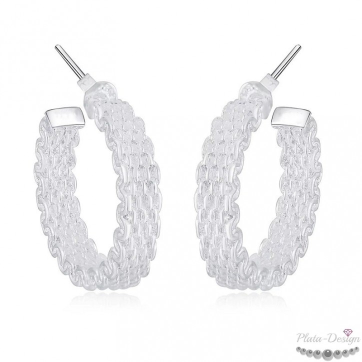 pendientes aros plata enrejada jaula