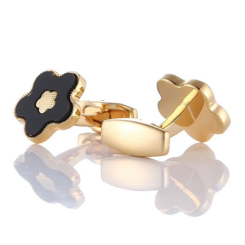 GEMELOS DORADOS DE DISEÑO FLOR PERSONALIZADOS