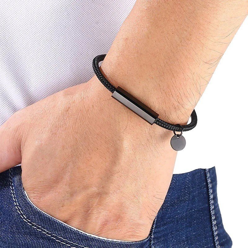 PULSERA CUERDA CON ENTREPIEZA PERSONALIZADA