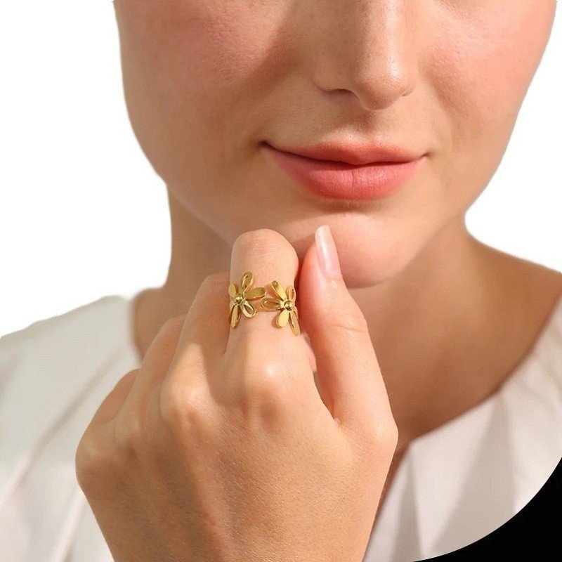 ANILLO ACERO WATERPROOF DOBLE FLOR SPRING