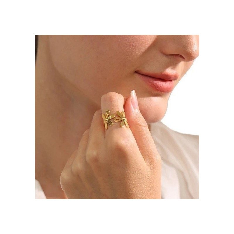 ANILLO ACERO WATERPROOF DOBLE FLOR SPRING