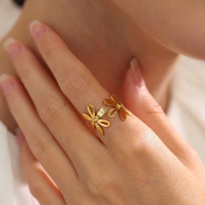 ANILLO ACERO WATERPROOF DOBLE FLOR SPRING