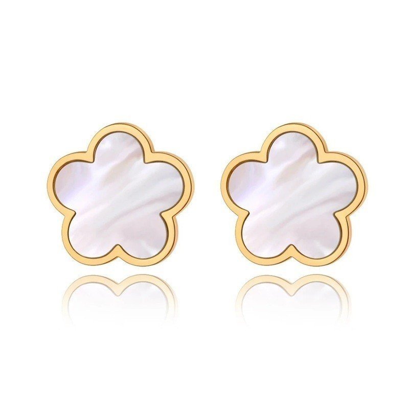 PENDIENTES FLOR Y NÁCAR ACERO Y ORO