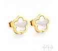 PENDIENTES FLOR Y NÁCAR ACERO Y ORO PENDIENTES FLOR Y NÁCAR ACERO Y ORO