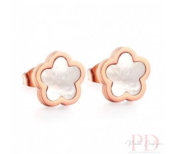 pendientes flor louis vuitton acero y oro rosa