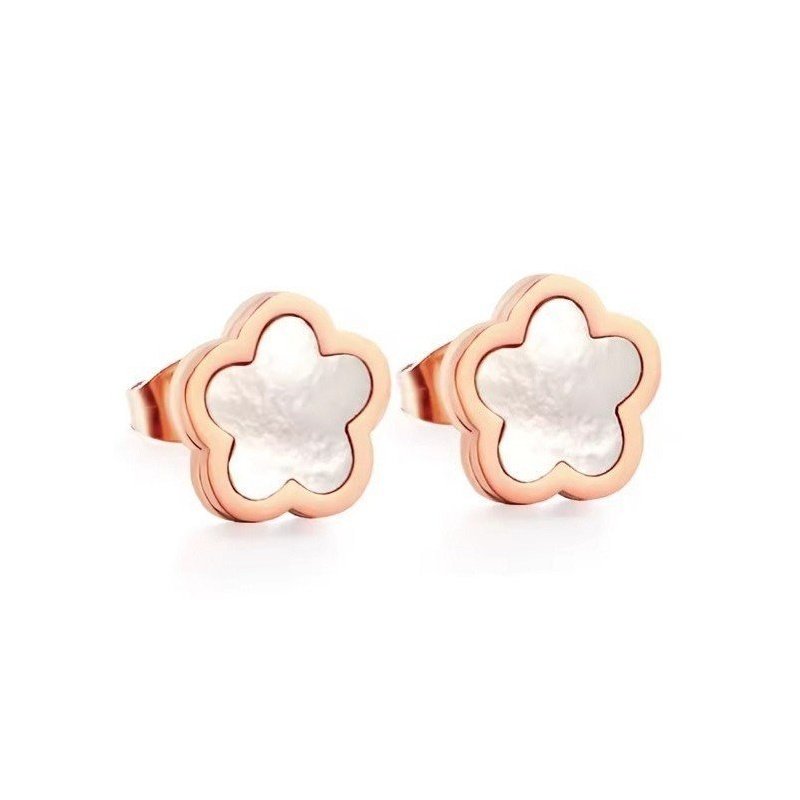 PENDIENTES FLOR Y NÁCAR ACERO Y ORO