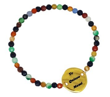 PULSERA PERSONALIZADA ÁGATA Y ZAMAK ORO