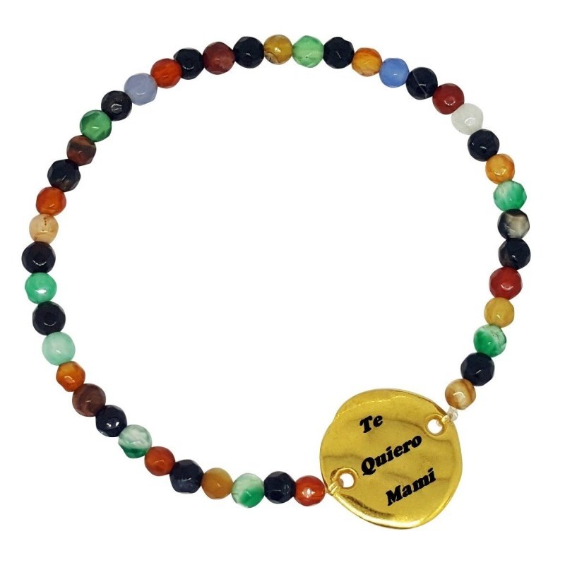 PULSERA PERSONALIZADA ÁGATA Y ZAMAK ORO