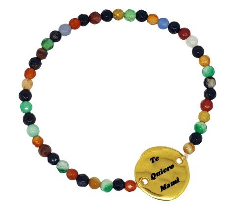 PULSERA PERSONALIZADA ÁGATA Y ZAMAK ORO