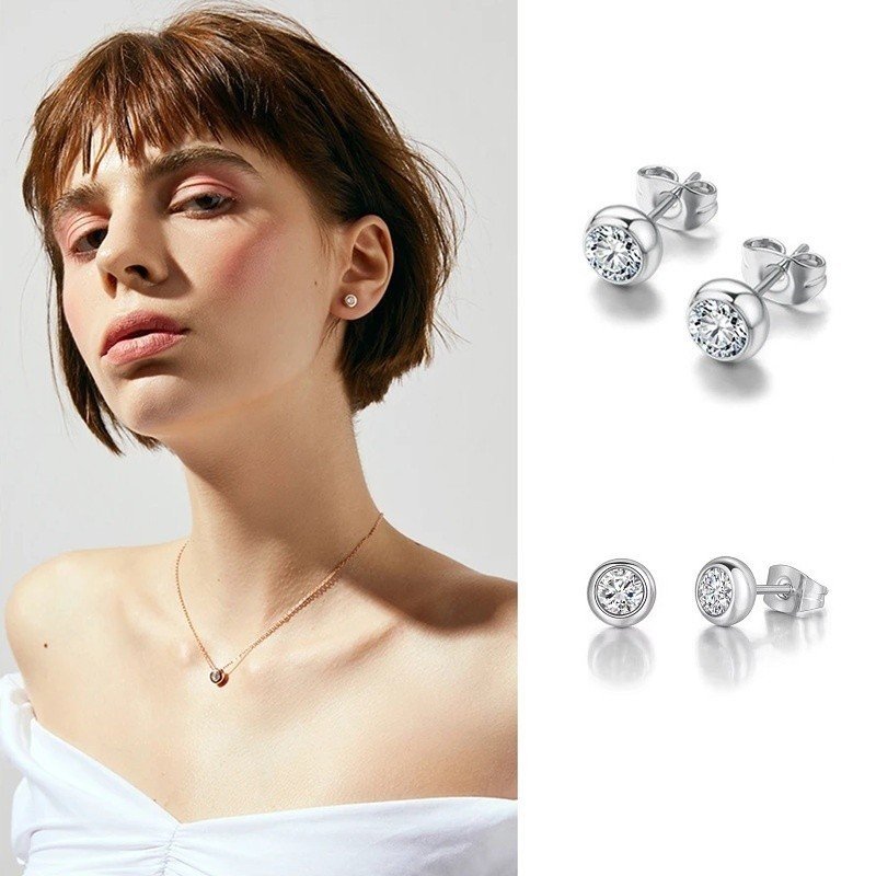 PENDIENTES CHATON PEQUEÑOS PLATA