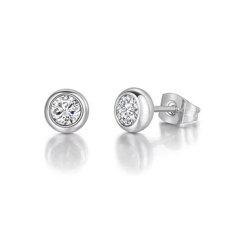 PENDIENTES CHATON PEQUEÑOS PLATA