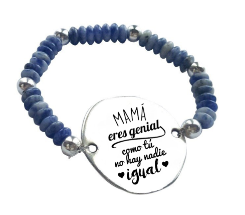 PULSERA PERSONALIZADA JASPE AZUL Y ZAMAK