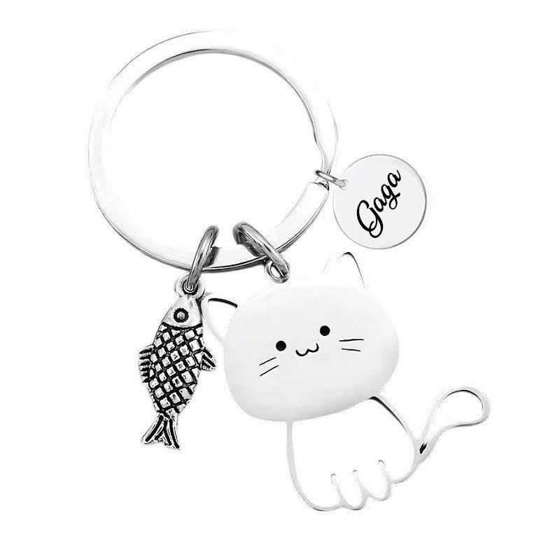 LLAVERO GATO CON PESCADO PERSONALIZADO