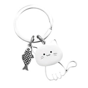 llavero gato y pescado personalizado