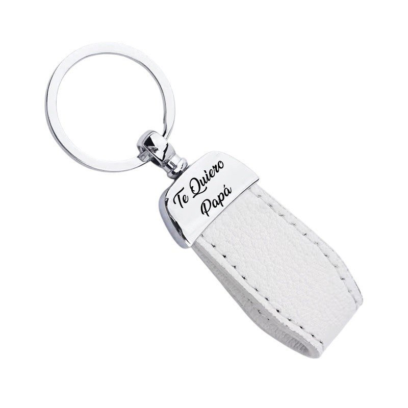 LLAVERO PERSONALIZADO CUERO BLANCO