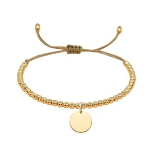 pulsera bolas acero y oro con medalla personalizada