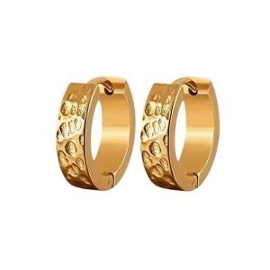 pendientes aros acero y oro labrados