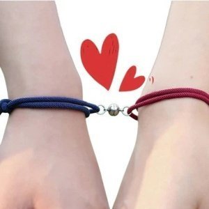 2 PULSERAS CON IMÁN PARA PAREJAS, VARIOS COLORES