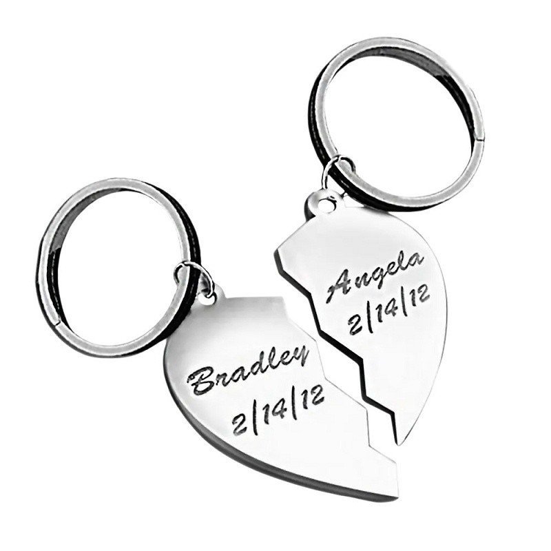 LLAVEROS CORAZÓN PARTIDO PERSONALIZADOS