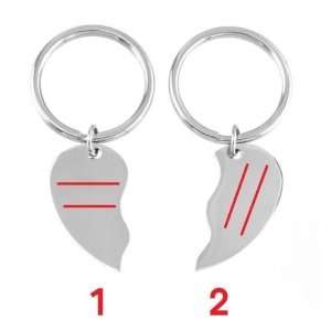 llaveros corazón partido grabados