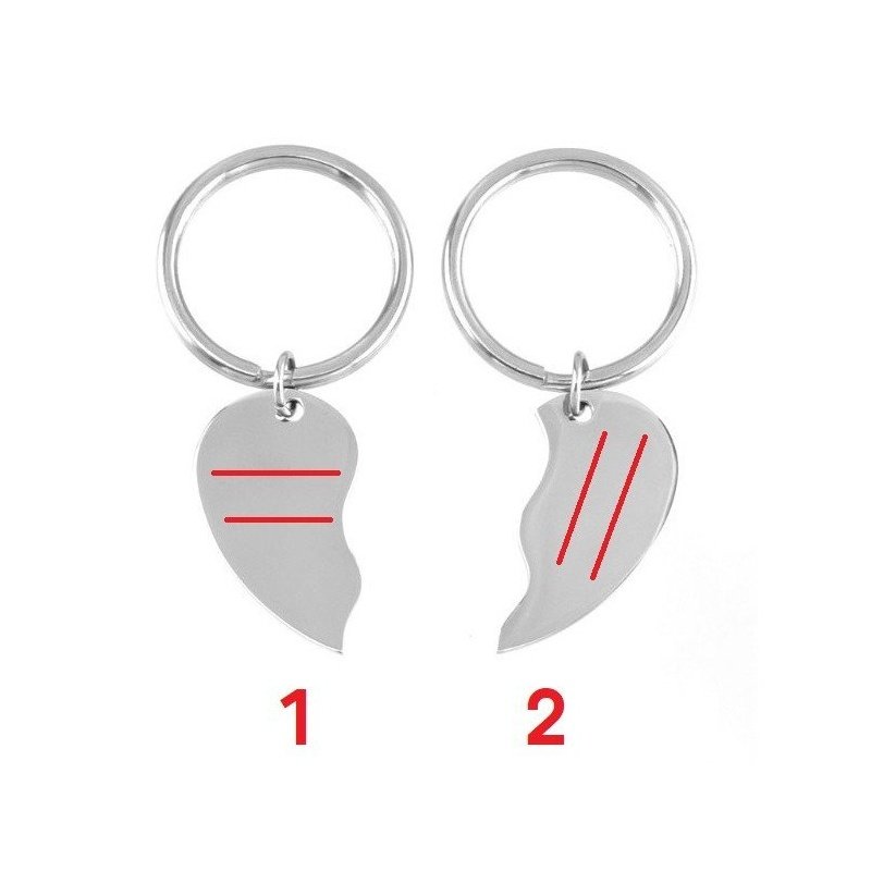 LLAVEROS CORAZÓN PARTIDO PERSONALIZADOS