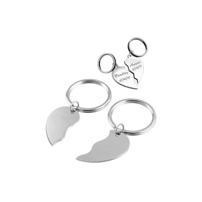 LLAVEROS CORAZÓN PARTIDO PERSONALIZADOS