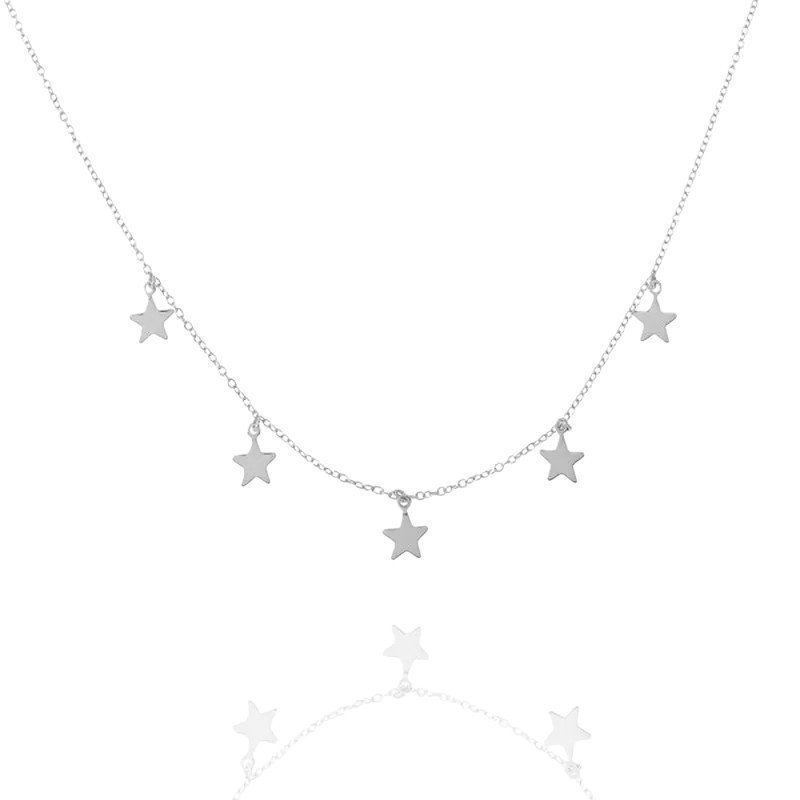 GARGANTILLA ESTRELLAS COLGANTES PLATA