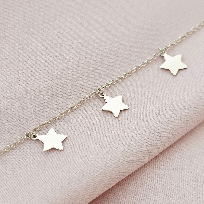 GARGANTILLA ESTRELLAS COLGANTES PLATA